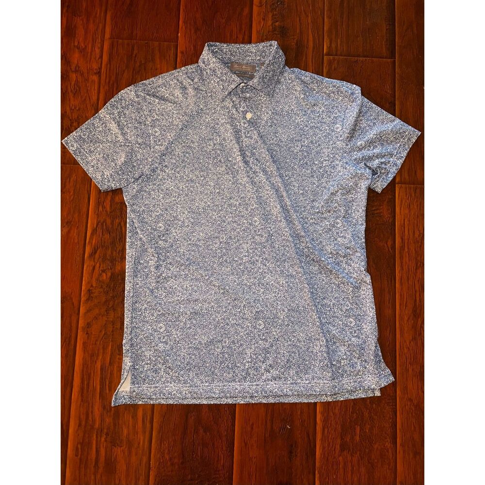 Daniel Cremieux Polo signature collection blue polo geometric circle SIZE MED